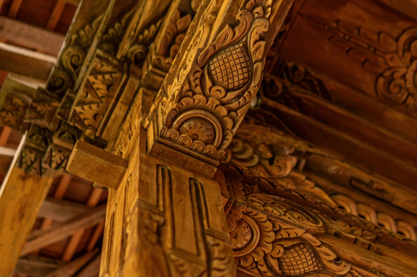 Sacred architecture — carved oriental ceiling detail